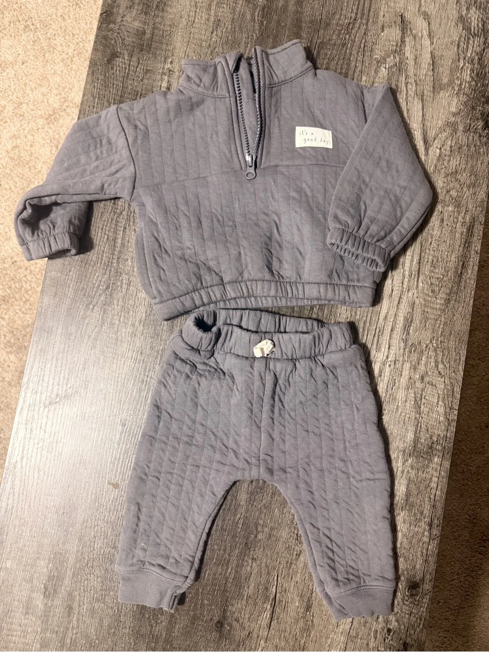Carter's Quilted Sweatshirt & Jogger Set - Gray